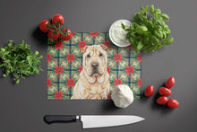 Load image into Gallery viewer, Shar Pei Christmas PoinsettIas Glass Cutting Board
