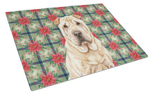 Load image into Gallery viewer, Shar Pei Christmas PoinsettIas Glass Cutting Board