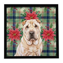 Load image into Gallery viewer, Shar Pei Christmas PoinsettIas Framed Metal Print