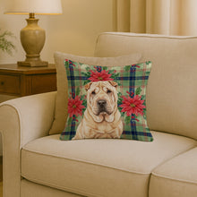 Load image into Gallery viewer, Shar Pei Christmas PoinsettIas Throw Pillow