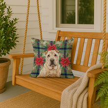 Load image into Gallery viewer, Shar Pei Christmas PoinsettIas Throw Pillow