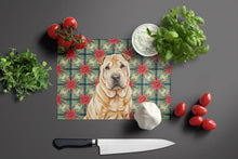 Load image into Gallery viewer, Red Shar Pei Christmas PoinsettIas Glass Cutting Board