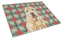 Load image into Gallery viewer, Red Shar Pei Christmas PoinsettIas Glass Cutting Board