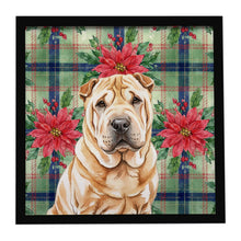 Load image into Gallery viewer, Red Shar Pei Christmas PoinsettIas Framed Metal Print