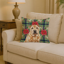 Load image into Gallery viewer, Red Shar Pei Christmas PoinsettIas Throw Pillow
