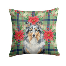 Load image into Gallery viewer, Blue Merle Sheltie Christmas PoinsettIas Throw Pillow