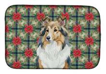 Load image into Gallery viewer, Sable Sheltie Christmas PoinsettIas Dish Drying Mat