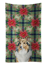 Load image into Gallery viewer, Sable Sheltie Christmas PoinsettIas Kitchen Towel