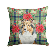 Load image into Gallery viewer, Sable Sheltie Christmas PoinsettIas Throw Pillow