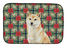 Load image into Gallery viewer, Cream Shiba Inu Christmas PoinsettIas Dish Drying Mat
