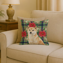 Load image into Gallery viewer, Cream Shiba Inu Christmas PoinsettIas Throw Pillow