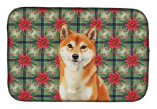 Load image into Gallery viewer, Red Shiba Inu Christmas PoinsettIas Dish Drying Mat