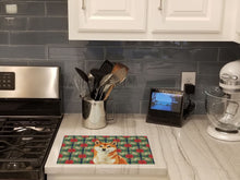 Load image into Gallery viewer, Red Shiba Inu Christmas PoinsettIas Glass Cutting Board