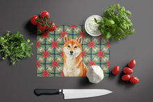 Load image into Gallery viewer, Red Shiba Inu Christmas PoinsettIas Glass Cutting Board