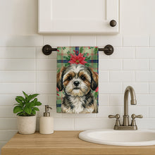 Load image into Gallery viewer, Brindle Shih Tzu Christmas PoinsettIas Kitchen Towel