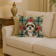 Load image into Gallery viewer, Brindle Shih Tzu Christmas PoinsettIas Throw Pillow