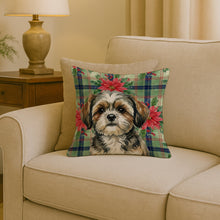 Load image into Gallery viewer, Brindle Shih Tzu Christmas PoinsettIas Throw Pillow