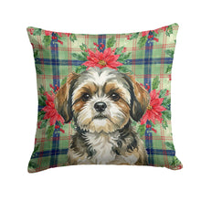 Load image into Gallery viewer, Brindle Shih Tzu Christmas PoinsettIas Throw Pillow