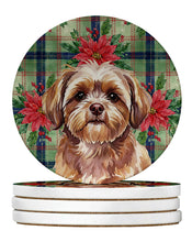 Load image into Gallery viewer, Liver Shih Tzu Christmas PoinsettIas Large Sandstone Coasters Pack of 4