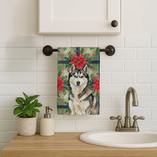 Load image into Gallery viewer, Agouti Siberian Husky Christmas PoinsettIas Kitchen Towel