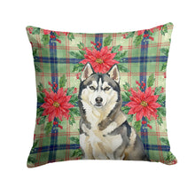 Load image into Gallery viewer, Agouti Siberian Husky Christmas PoinsettIas Throw Pillow