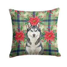Load image into Gallery viewer, Siberian Husky Christmas PoinsettIas Throw Pillow