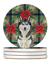 Load image into Gallery viewer, Siberian Husky Christmas PoinsettIas Large Sandstone Coasters Pack of 4