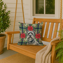 Load image into Gallery viewer, Gray Skye Terrier Christmas PoinsettIas Throw Pillow