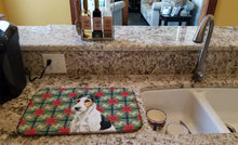 Load image into Gallery viewer, Smooth Fox Terrier Christmas PoinsettIas Dish Drying Mat