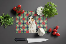 Load image into Gallery viewer, Smooth Fox Terrier Christmas PoinsettIas Glass Cutting Board