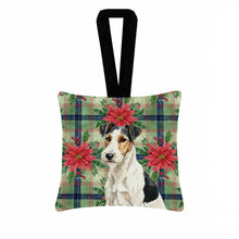 Load image into Gallery viewer, Smooth Fox Terrier Christmas PoinsettIas Hanging Square Fabric Ornament 3.5 x 3.5
