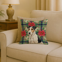 Load image into Gallery viewer, Smooth Fox Terrier Christmas PoinsettIas Throw Pillow