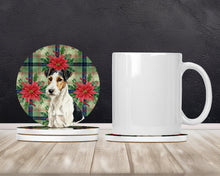 Load image into Gallery viewer, Smooth Fox Terrier Christmas PoinsettIas Large Sandstone Coasters Pack of 4