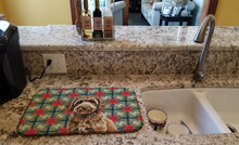 Load image into Gallery viewer, Spanish Water Dog Christmas PoinsettIas Dish Drying Mat