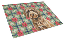 Load image into Gallery viewer, Spanish Water Dog Christmas PoinsettIas Glass Cutting Board