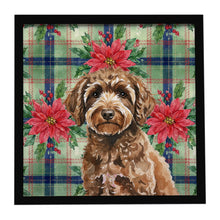 Load image into Gallery viewer, Spanish Water Dog Christmas PoinsettIas Framed Metal Print