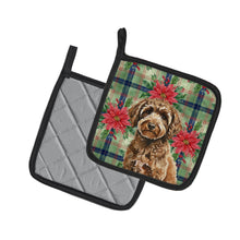 Load image into Gallery viewer, Spanish Water Dog Christmas PoinsettIas Pair of Pot Holders