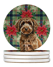 Load image into Gallery viewer, Spanish Water Dog Christmas PoinsettIas Large Sandstone Coasters Pack of 4