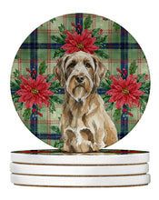 Load image into Gallery viewer, Spinone Italiano Christmas PoinsettIas Large Sandstone Coasters Pack of 4