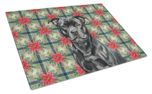 Load image into Gallery viewer, Black Staffordshire Bull Terrier Christmas PoinsettIas Glass Cutting Board
