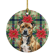 Load image into Gallery viewer, Brindle Staffordshire Bull Terrier Christmas PoinsettIas Ceramic Ornament