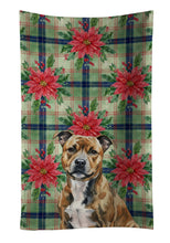 Load image into Gallery viewer, Brindle Staffordshire Bull Terrier Christmas PoinsettIas Kitchen Towel