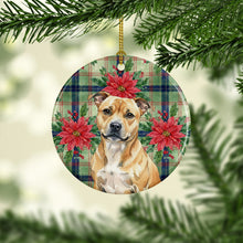 Load image into Gallery viewer, Fawn Staffordshire Bull Terrier Christmas PoinsettIas Ceramic Ornament