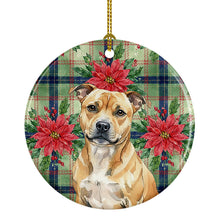 Load image into Gallery viewer, Fawn Staffordshire Bull Terrier Christmas PoinsettIas Ceramic Ornament