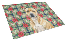 Load image into Gallery viewer, Fawn Staffordshire Bull Terrier Christmas PoinsettIas Glass Cutting Board