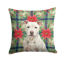 Load image into Gallery viewer, White Staffordshire Bull Terrier Christmas PoinsettIas Throw Pillow