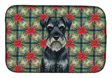 Load image into Gallery viewer, Standard Schnauzer Christmas PoinsettIas Dish Drying Mat