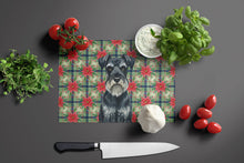 Load image into Gallery viewer, Standard Schnauzer Christmas PoinsettIas Glass Cutting Board