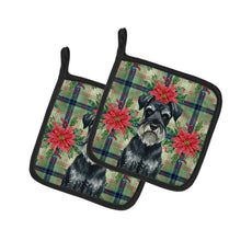 Load image into Gallery viewer, Standard Schnauzer Christmas PoinsettIas Pair of Pot Holders