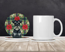 Load image into Gallery viewer, Standard Schnauzer Christmas PoinsettIas Large Sandstone Coasters Pack of 4